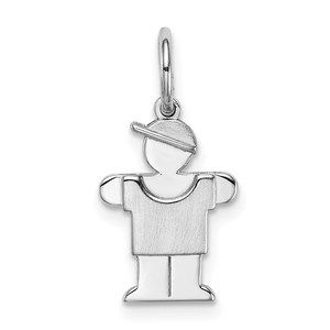 Million Charms 14k White Mini Boy Hugs Charm